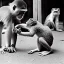 Placeholder: Old photo of monkey with dancing cats