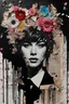 Placeholder: Ultra detailed medium portrait painting of happiness , torn up collage of clippings, beating heart line background, scattered flowers, crumbled Paper, memories on black and white photos, matrix effects, punk visual art, punk art aesthetic, graffiti art, pop surrealism, collage art, cluttered paint glitches