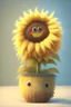 Placeholder: Cheery and cute sunflower in a pot avatar full body in fluffy material