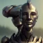 Placeholder: Robot cute neck head portrait, warrior costume, village, meditation, 8k quality