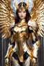 Placeholder: Excellent pose style Facing front Gorgeous Photography Beautiful Lady Angel Queen Cyborg dressing armor gown luxury Mecha Robo Golden and jewelry,luxury ornaments background