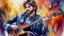 Placeholder: watercolor, impressionism, oil painting with alcohol, portrait of a handsome man playing a guitar, 32k resolution, hyper-detailed, fine details, fine rendering, airbrush strokes, concept art with 8k resolution, hyper-detailed, complex detail