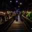 Placeholder: wild goblin birthday party on underground bridge , motion blur, 8k, downlight, soft light, depth of field, photorealism, trending on art station, lotsa detail
