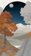 Placeholder: Autumn colors, peaceful, Egon Schiele, Max Ernst, Vincent Van Gogh, silver rust gradient, night sky filled with galaxies and stars, rocks, trees, flowers, one-line drawing, sharp focus, 8k, deep 3d field, intricate, ornate