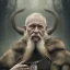 Placeholder: Viking theme, a younger woman sitting next to a 50-year-old man, portrait, 8K, close-up face, anatomically perfect face, Highly detailed stunning full frame portrait, misty and cloudy atmosphere