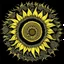 Placeholder: Silkscreen printing stylized sunflower, moon, mandala decoration