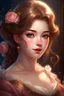 Placeholder: Portrait of an extremely beautiful princess, gorgeous beauty, semi realism, looks like rose from titanic, a female anime protagonist