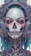 Placeholder: a close up of a person with a skull on their head, anime skull portrait woman, scary detailed art in color, hiroyuki-mitsume takahashi, nychos art aesthetic, half woman half skeleton, anime cyberpunk art, colored manga art, rossdraws pastel vibrant, cold colors. insanely detailed, beautiful anime portrait, stunning anime face portrait, scary art in color