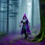 Placeholder: purple elf warlock in a misty enchanted forest