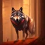 Placeholder: wolf, fire, forest, red, masterpiece, expert, 8K, hyperrealism, sharp focus, cinematic lighting, brown