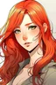Placeholder: Manhwa style redhead is very attractive and alluring beautiful