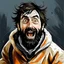 Placeholder: crazy man with beard black hair in straightjacket digital art