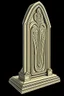 Placeholder: stylized gravestone in the style of art deco