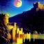 Placeholder: Drawing of 'Medieval Romanian Castle',mountain,lake,full moon, by gaston bussiere, greg rutkowski, yoji shinkawa, yoshitaka amano, tsutomu nihei, donato giancola, tim hildebrandt, oil on canvas, cinematic composition, extreme detail,fit full head inside picture,16k