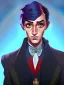 Placeholder: Portrait of a 30 year old strange gay wizard like Mary Poppins