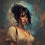 Placeholder: Beautiful woman with black hair, large bosoms, WLOP, Carne Griffiths, Pixar, Norman Rockwell, intricately detailed concept art, 3d digital art, bright colored background, cinematic, Reimagined by industrial light and magic, 8k processing", Lou Xaz