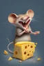 Placeholder: Design of a mouse eating cheese and laughing