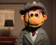 Placeholder: Room scene, muppet head with body detective man, realistic photo, concept art, retro style, smooth, unreal engine 5, god lights, ray tracing, RTX, lumen lighting, ultra detail, volumetric lighting, 3d.