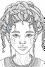 Placeholder: front position african girl face with beautiful hairstyle coloring page
