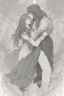 Placeholder: Dnd style, Young man hugging a woman with long hair from behind