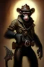 Placeholder: dark bounty hunter monkey cowboy with pistols