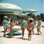 Placeholder: [colour photo] FLYING SAUCERS AND WOMEN IN BIKINIS IN 1960S