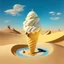 Placeholder: an ice cream in the desert in the style of dalì
