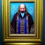 Placeholder: portrait painting of a wizard, ultra highly detailed, intricate details, shiny, pipe smoke, metallic, robes, embroidery, runes