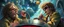 Placeholder: gokart mozart and stevie wonderfull bewildered looks beyond really powerful, fantasy illustration
