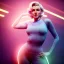 Placeholder: Realistic image, retro sci-fi, portrait, waist up view, blonde woman, sweet Marylin Monroe face, perfect iris, glow eyes. tight lycra tights suit, epic style, vibrant color, highly detailed, unreal engine 5, ray tracing, RTX, lumen lighting, ultra detail, volumetric lighting, 3d, finely drawn, high definition, high resolution.