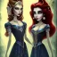 Placeholder: extrem tim burton style of the evil stepsisters, sharp focus, beautiful eyes