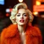 Placeholder: Marilyn monroe in fur orange shirt, slow shutter speed photograph