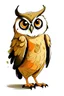 Placeholder: cartoon of an owl, (((with wing up to it's beak ))) , side profile