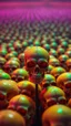Placeholder: a field of 1000s of psychedelic psilocybin induced anatomically correct, skulls, vivid RANDOM BRIGHT neon colors, dark comedy, well lit, high detail, photorealistic, horrorcore, fun, scary, none featured, each a different color or hue,