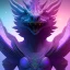 Placeholder: purple mythical creature in galaxy, teal and purple smoke, detailed, realistic, 4k