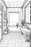 Placeholder: Outline art, house interior design, bathroom with toilet and shawer, no shading, no lines, cartoon style, --ar 9:11