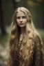 Placeholder: portrait of a beautiful Norwegian woman with super long blond hair, warm-hearted, goddess