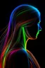 Placeholder: (Ultra Long Exposure Photography)) high quality, highly detailed, Colorful beautiful woman silhouette made of ultra bright neon strings, beautiful silhouette,