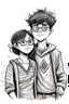 Placeholder: Handdrawn, harry potter style, girl and boy in love