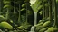 Placeholder: A dark green woods with a serene waterfall painted by Edward Hicks