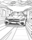 Placeholder: front Outline art, no shading, full Mercedes on the road, cartoon style, thick lines, low details, --ar 9:11