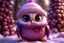 Placeholder: Cute lilac Santa smiley in a red jacket in the snow and Christmas tree, a cute cute little bug-eyed megafowl kawaii. high resolution, 64k, detail rendering, high quality, fantasy, soft warm lighting, fluffy eyelashes, macro photography, 3D rendering, hyperrealism, hyperesthetic, sharpen, CGI