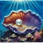 Placeholder: fantasy 90's tcg art of pearlescent giant clam with pearl