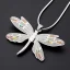 Placeholder: necklace with a simple, elegant design featuring a single, shimmering polyester in dragonfly pendant