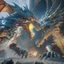 Placeholder: giant colossal different types of dragons fight each other, by grek rutowski, unreal engine 5, 8k resolution, photorealistic, ultra detailed