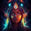 Placeholder: Cosmic dream face, woman, neon, abstract, amazing shadow and lightning, 4k, cinematic, glowing eyes, cosmic, face, dream, space, stars, amazing, art, glowing, fire, fantasy, crazy, ultimate, club, insane, hippie, native american, digital painting, watercolor