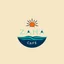 Placeholder: A circular logo with the name (ZAHA) designed for a cafe with the sun symbol and turquoise and indigo colors.