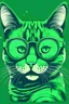 Placeholder: CAT wearing sunglasses, Style: NEW, Mood: Groovy, T-shirt design graphic, vector, contour, GREEN WITH background.