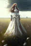 Placeholder: fantasy princess standing on the field civil clothes