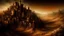 Placeholder: watercolor, misty, arid city, medieval city, fantasy, arid, high-resolution, dark earthy colors, background, landscape